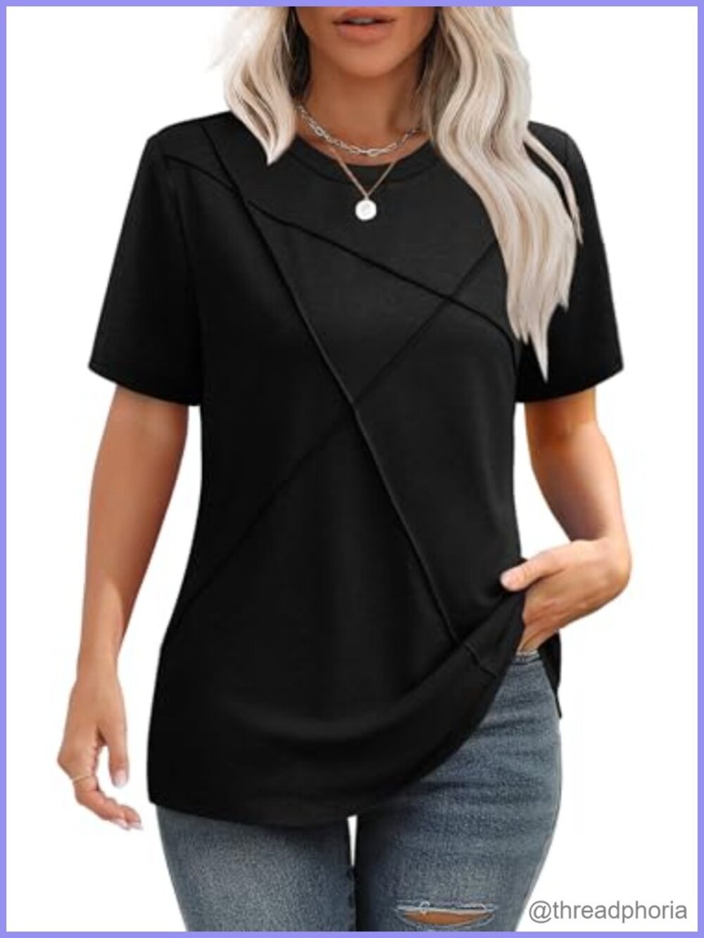 Pleated Round Neck Short Sleeve Business Casual Top Blouse
